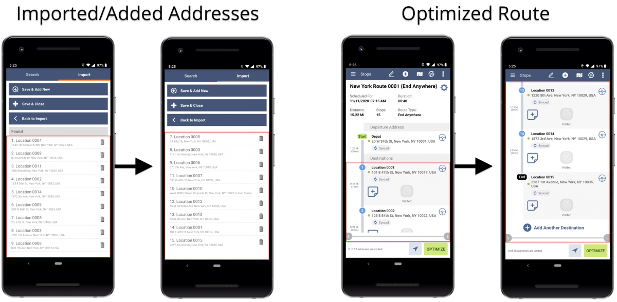Android End Anywhere Optimization - Optimizing Routes With the End Anywhere Optimization Using Route4Me's Android Route Planner