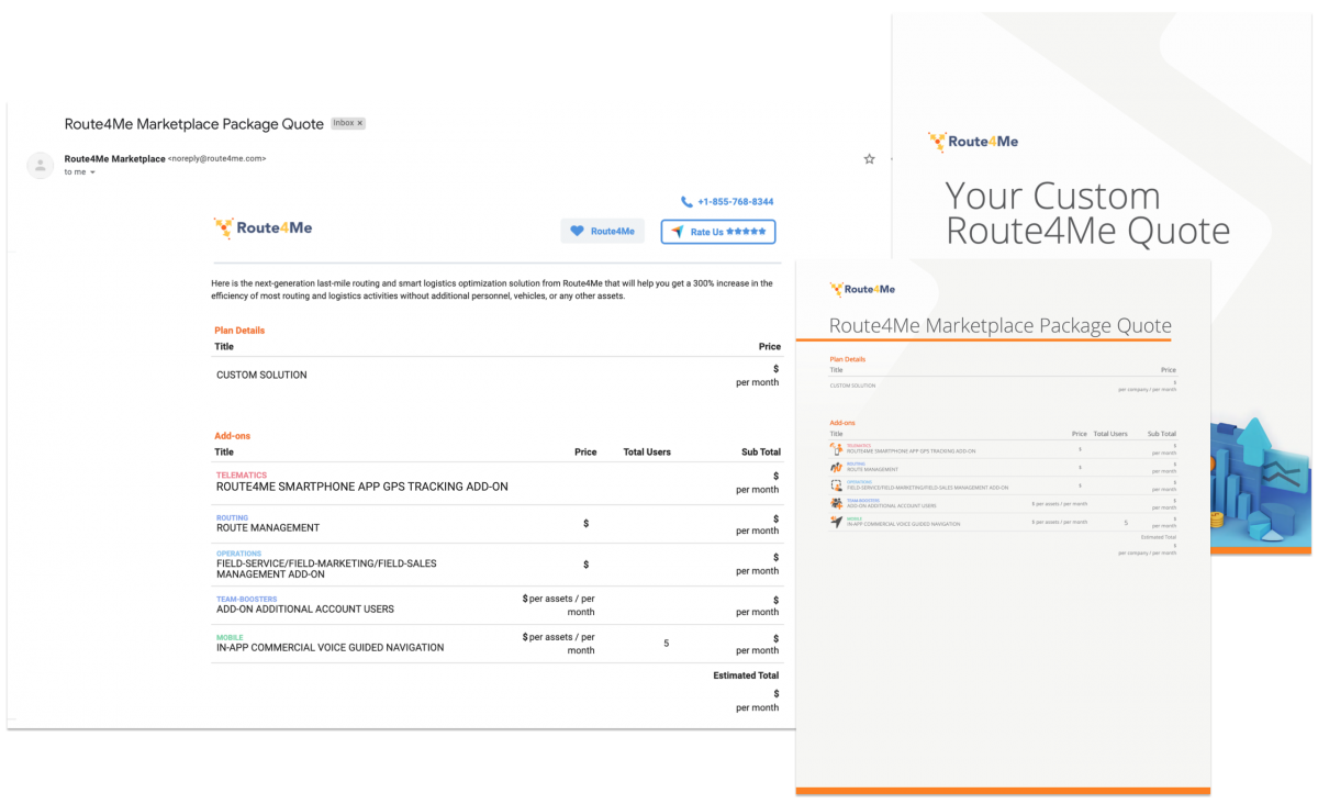 Share Quote - Sharing a Marketplace Package Quote from the Route4Me Web Platform
