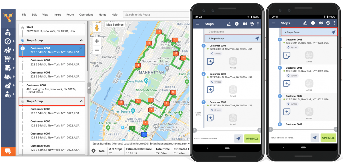 You can use Route4Me's Android Route Planner app to open and manage bundled addresses on the go.