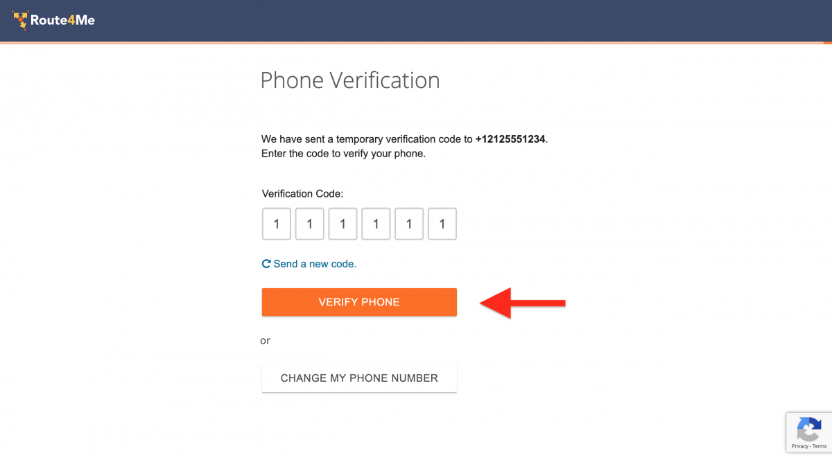 Input the received SMS verification code and click on the "Verify Phone" button.
