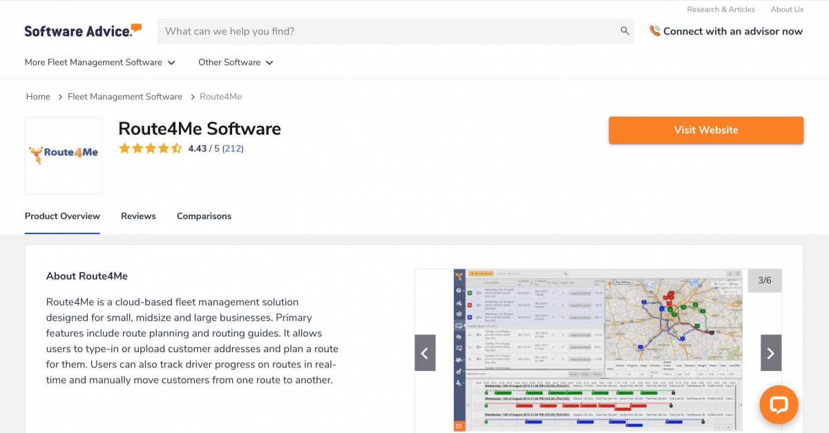 Route4Me business route planning software on Software Advice - business software reviews platform.