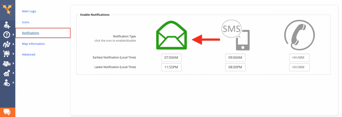 Make sure that Email Notifications (Notification Type) are enabled (highlighted in green).