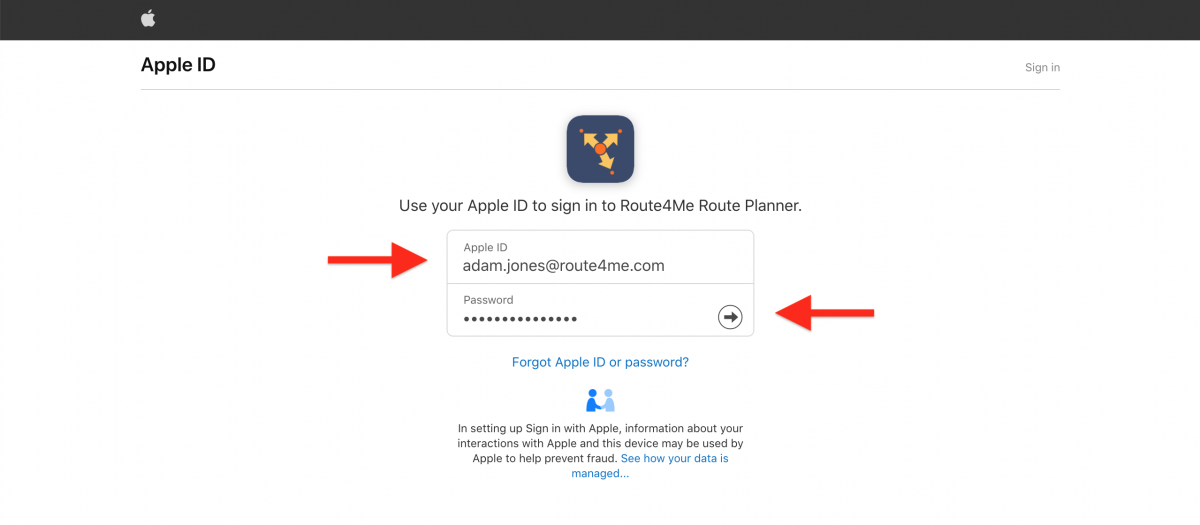 Use your Apple ID email address and Apple ID password to start the authentication process.