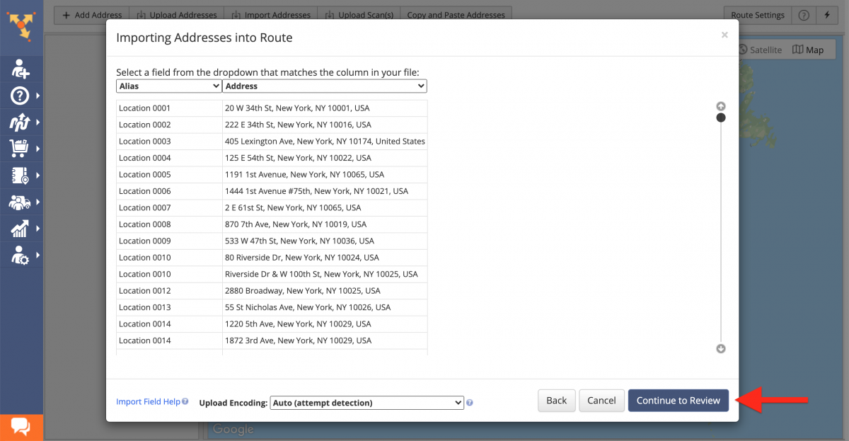 If selected earlier, the departure address will not be selected from your added addresses.