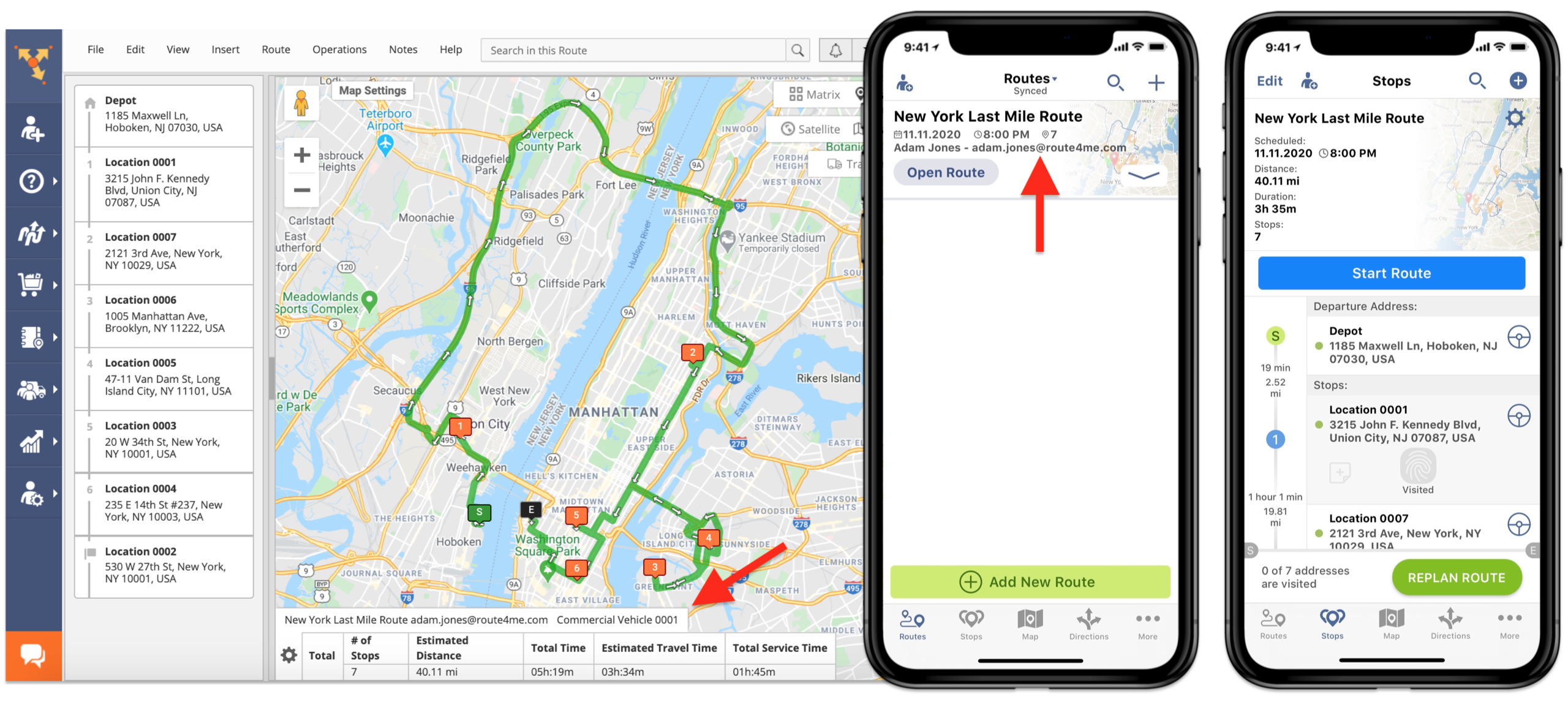 Assign the route to the driver to dispatch the commercial route to the driver's iOS device.