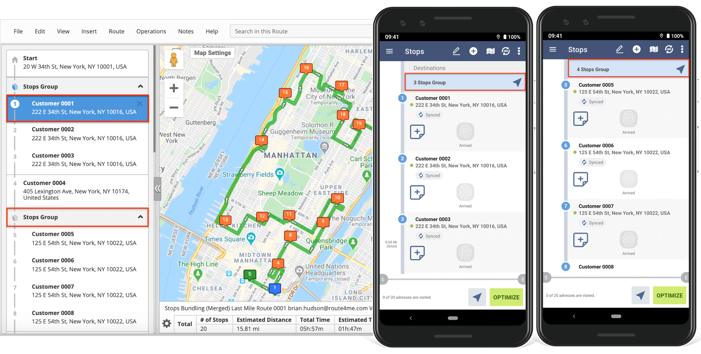 You can separately open each address in each destinations bundle using your Android Route Planner.