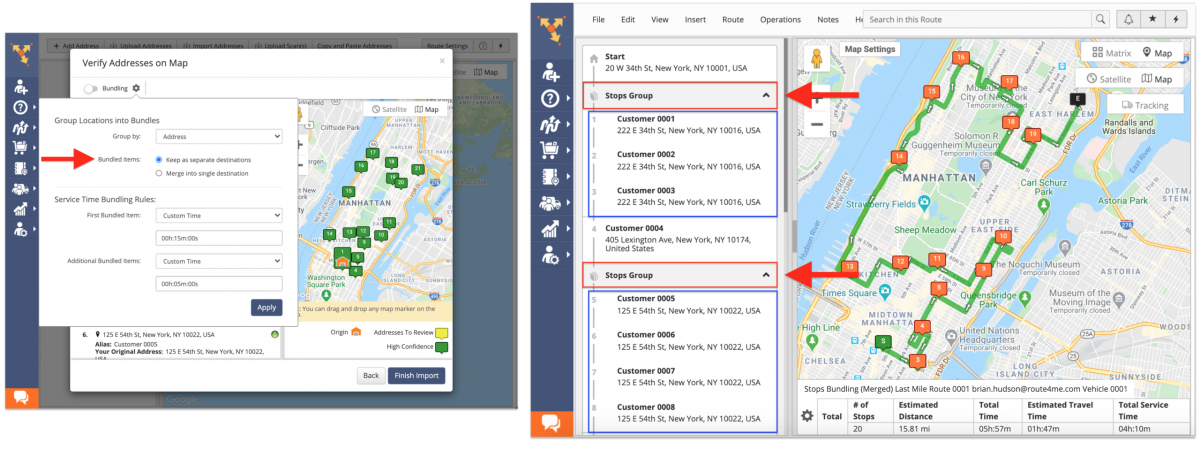 Android Bundling - Open Stops Groups Using Route4Me's Android App