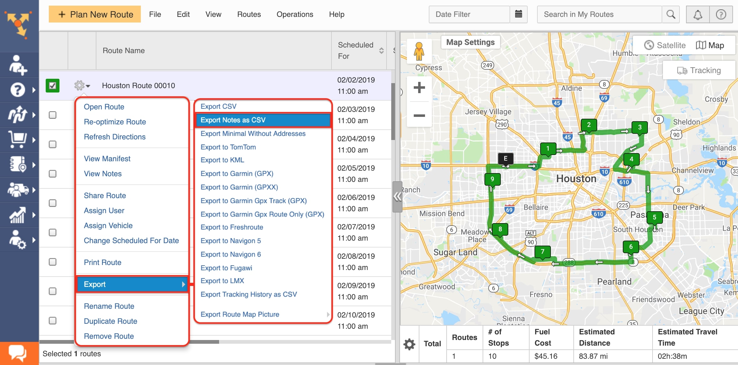 Export notes attached to route stops using Route4Me's proof of delivery features.