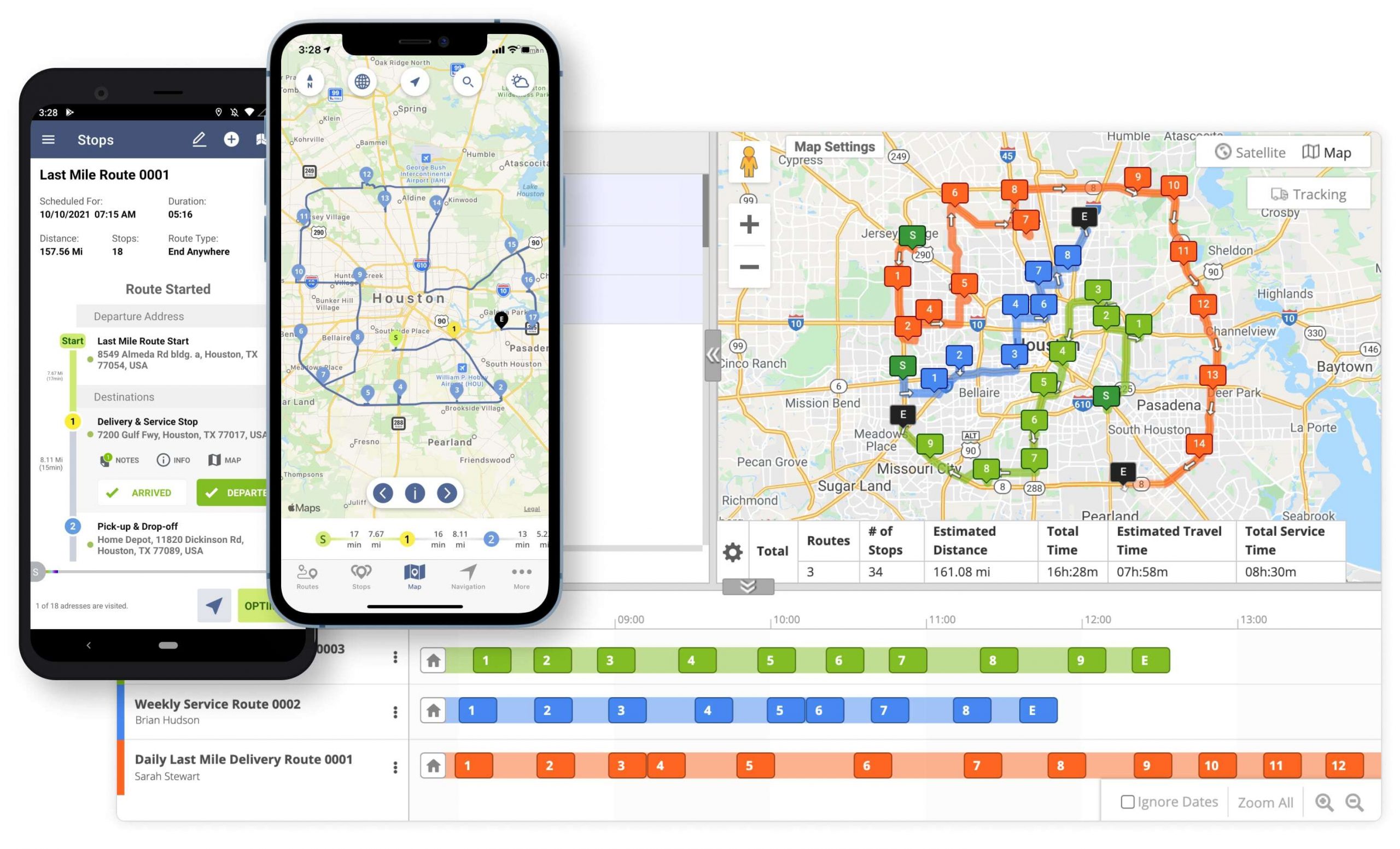 Route dispatch from Route4Me's route optimization software to delivery drivers' route planner apps.
