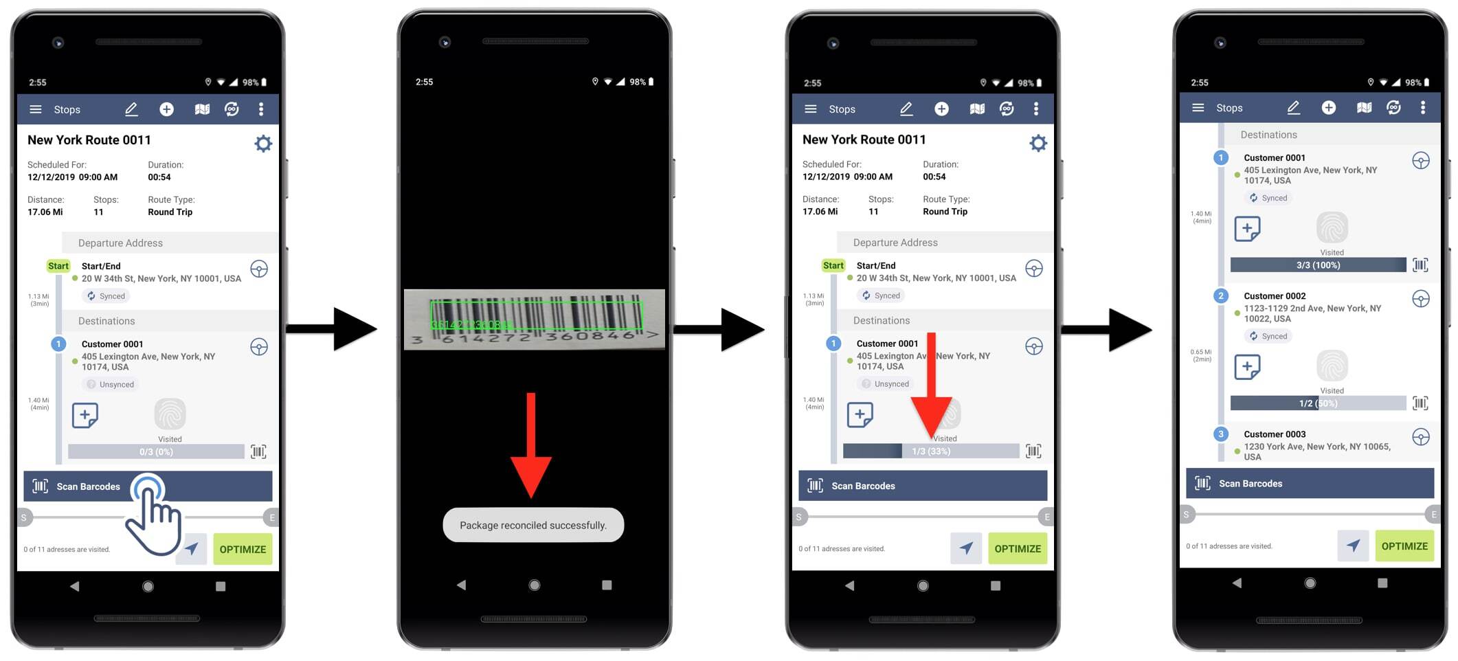 Route4Me's barcode reconciliation feature helping users configure the barcodes that must be reconciled at each stop.