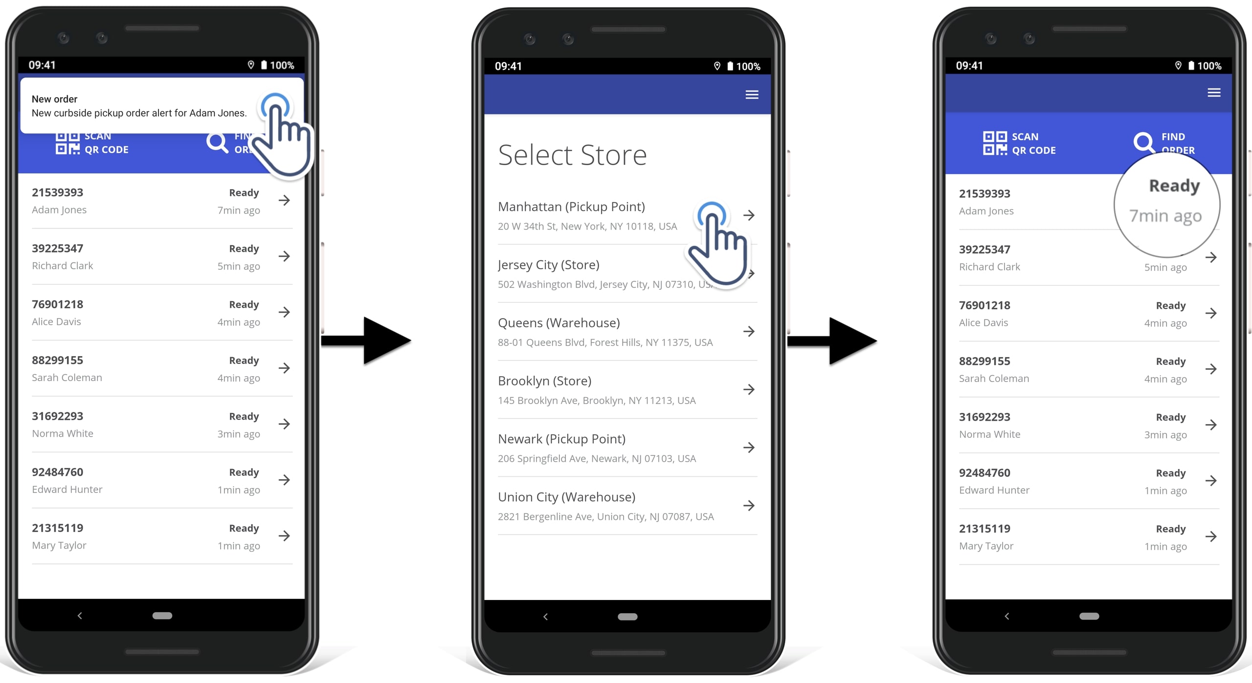 Curbside pickup order management on Route4Me's Curbside Pickup app for click and collect operations.