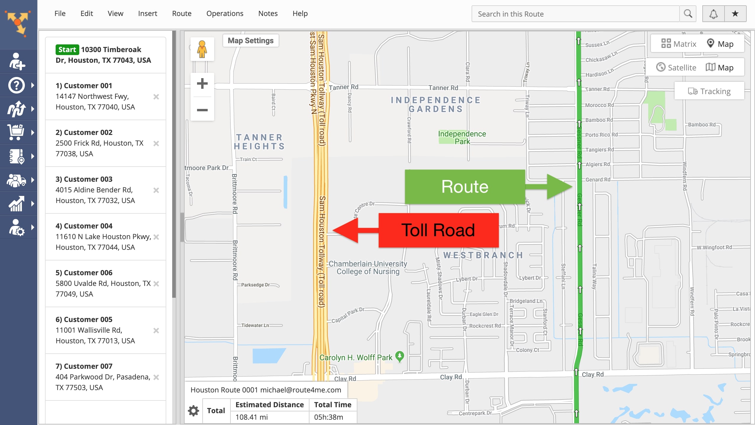 Planning routes to avoid toll roads, turnpikes, and highways with Route4Me's route optimization software.