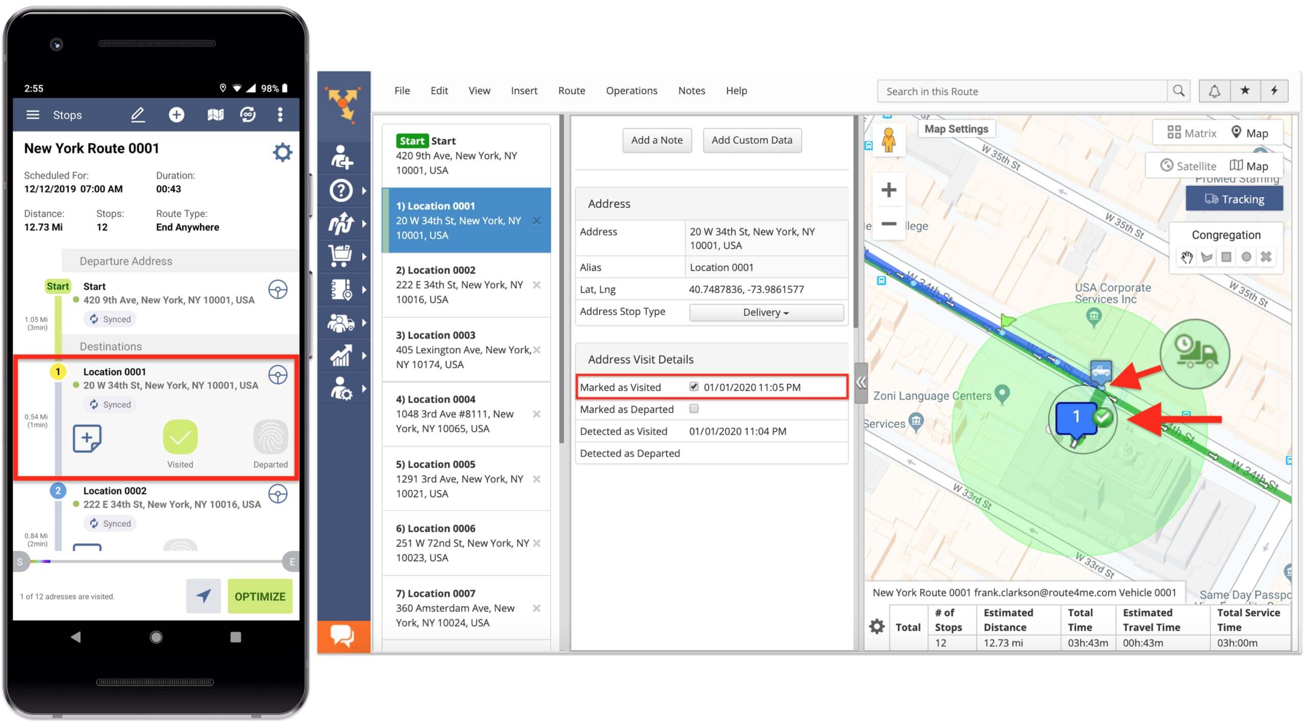 Geofence-triggered delivery notifications and alerts on Route4Me's route optimization solutions.
