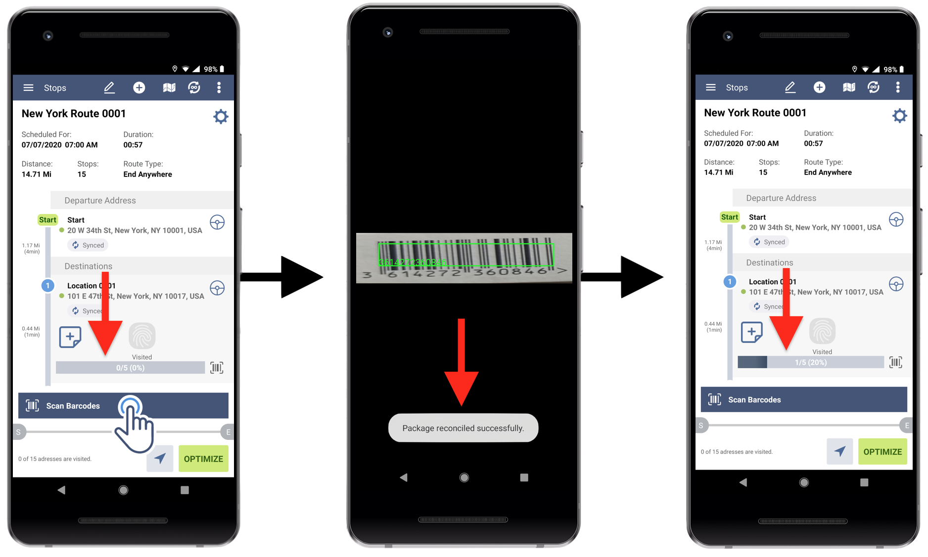 Route4Me's mobile barcode reconciliation feature to track all delivery Stock Keeping Units