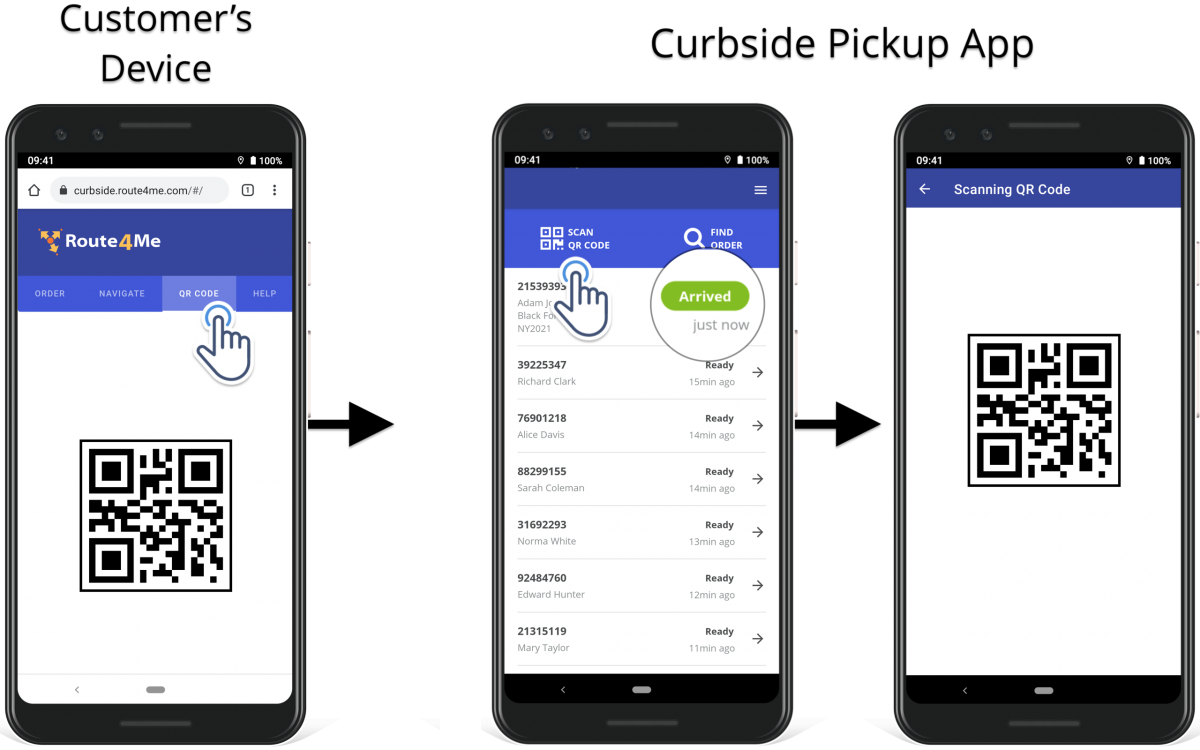 Scan customer's order QR code to quickly find the right order in your database and complete it.