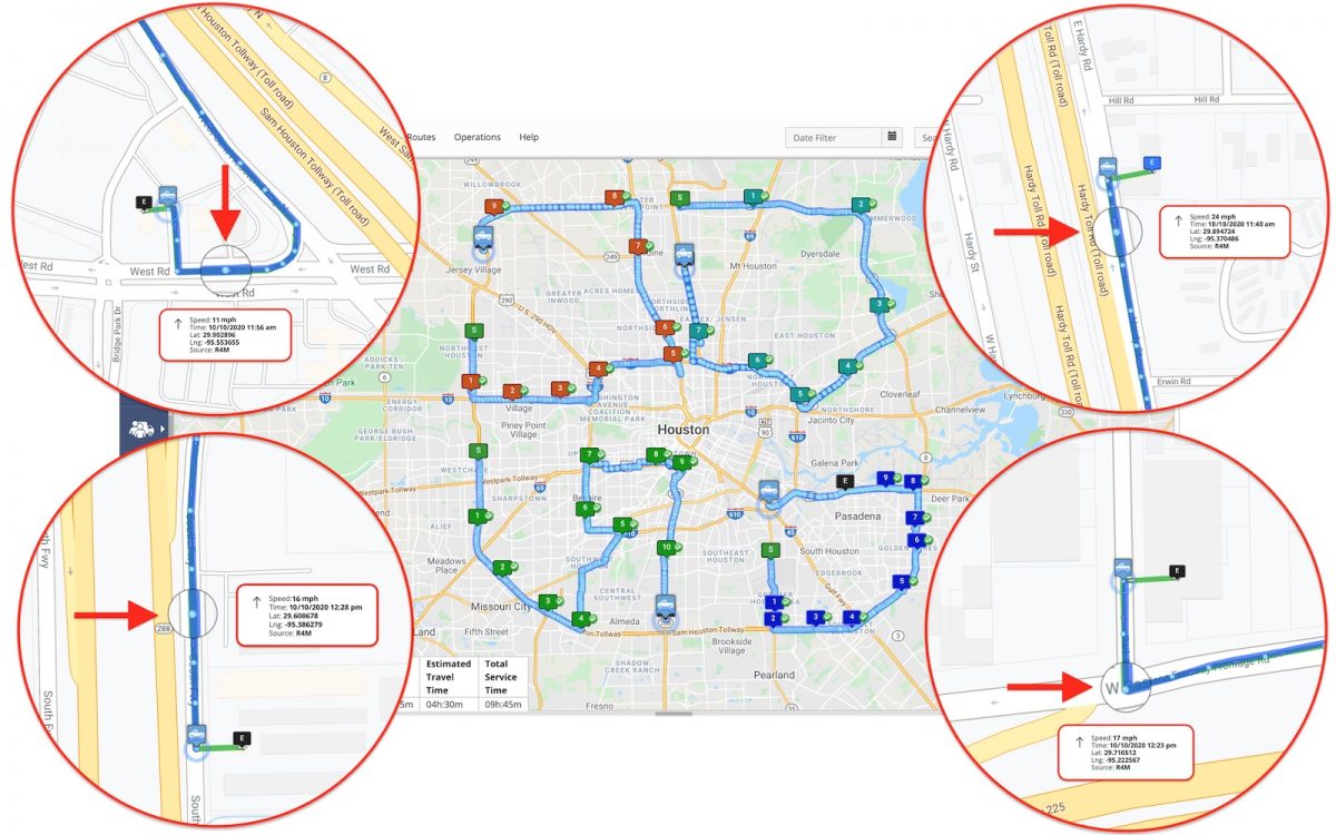 Tracking multiple delivery drivers on live map with multi stop route planner for delivery