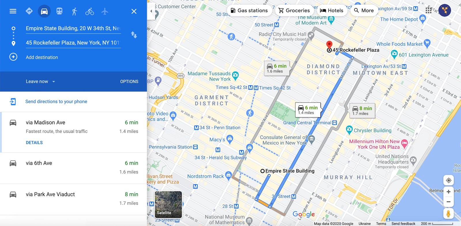 Ввод адреса назначения для Multi Stop Route в Google Maps Planner Planner