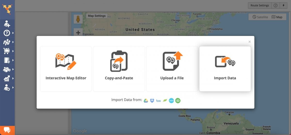 Importing order schedules and delivery schedules from eCommerce platforms, CRM, or spreadsheets into route planner