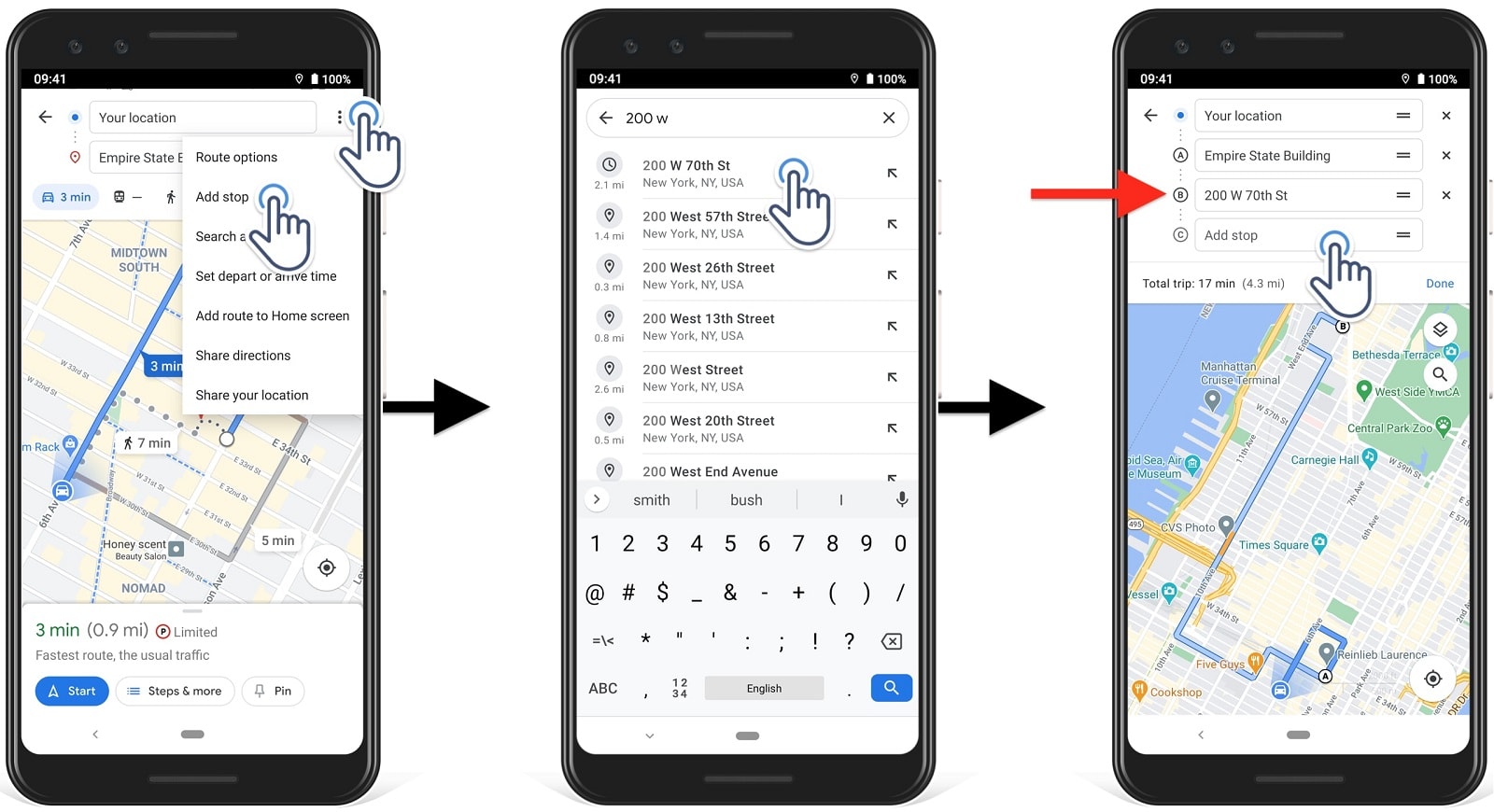 Adding multiple destinations to a multi stop route on the Google Maps route planner app