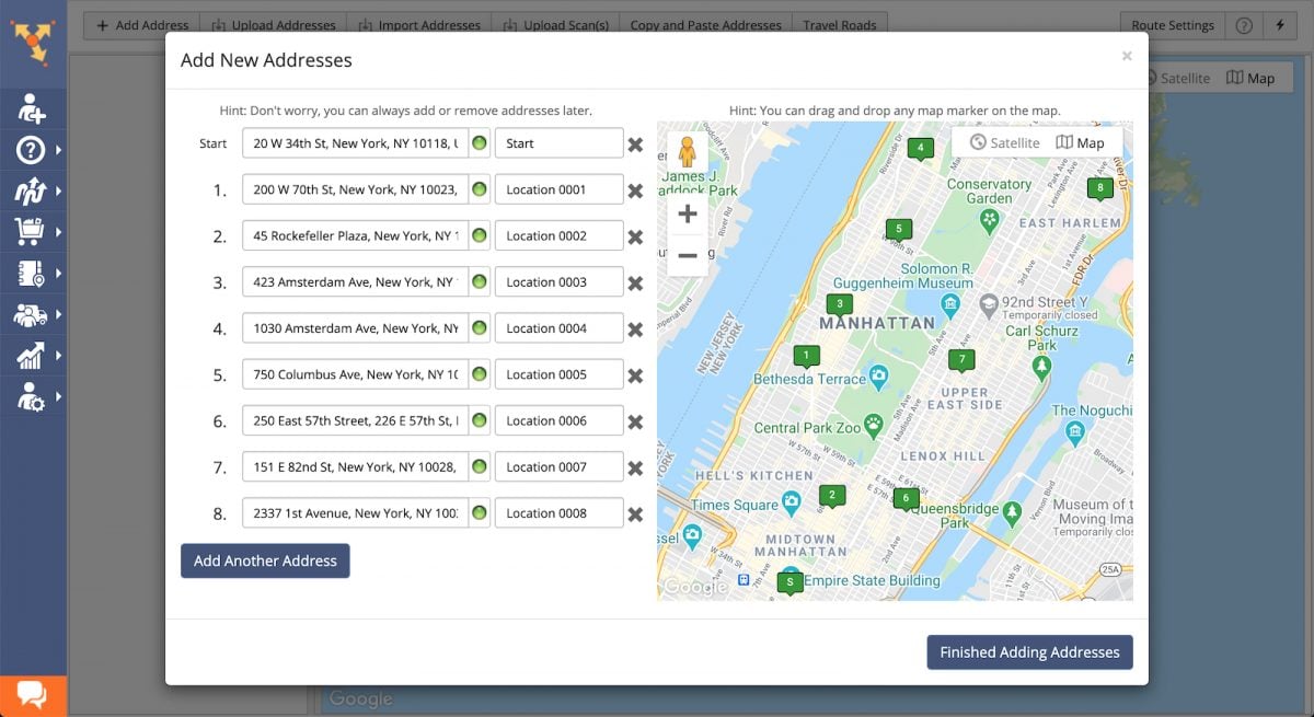 Optimizing a multi stop route with geocoded addresses on route planner