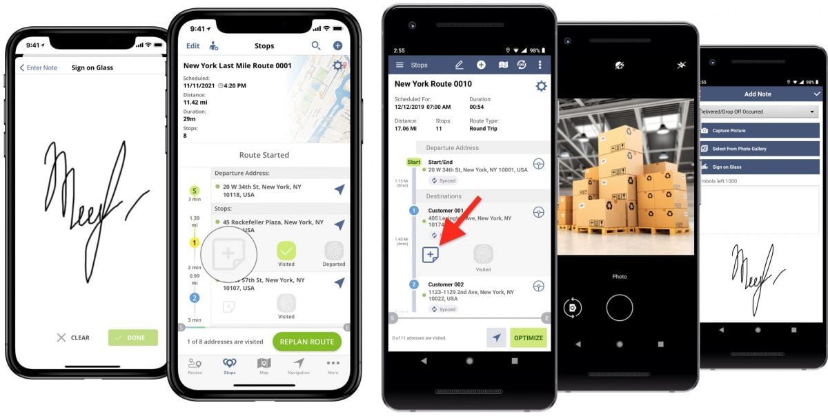 Collecting paperless POD or electronic proof of delivery with route planner app