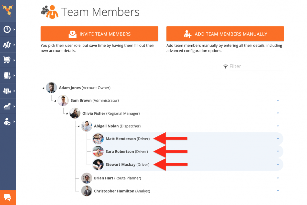 Creating delivery drivers users on multiple stop route planner