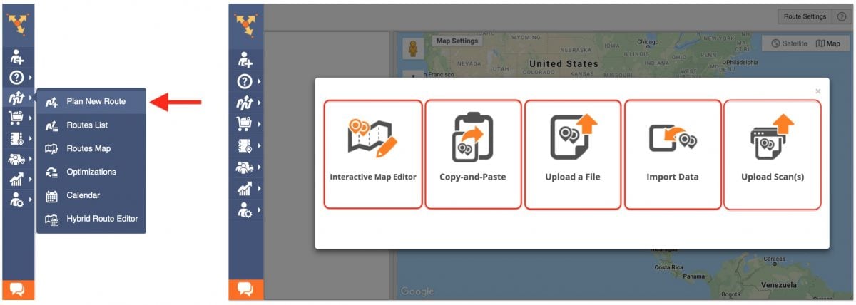 Uploading shipping addresses into truck routing software for commercial fleets