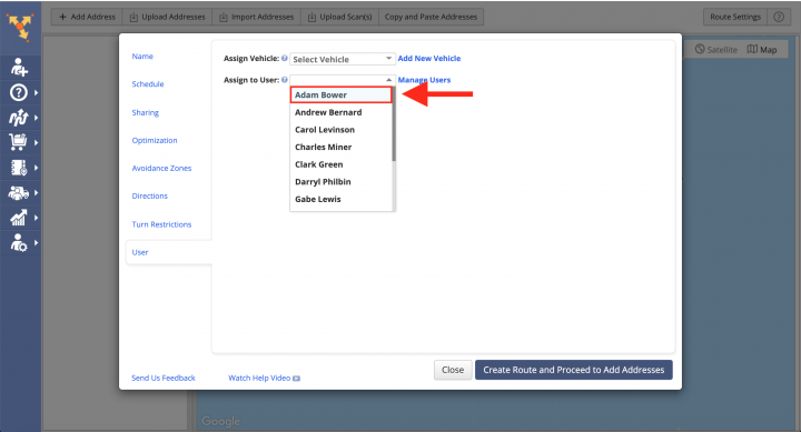 Dispatching optimized delivery routes to delivery drivers on multi stop route planner