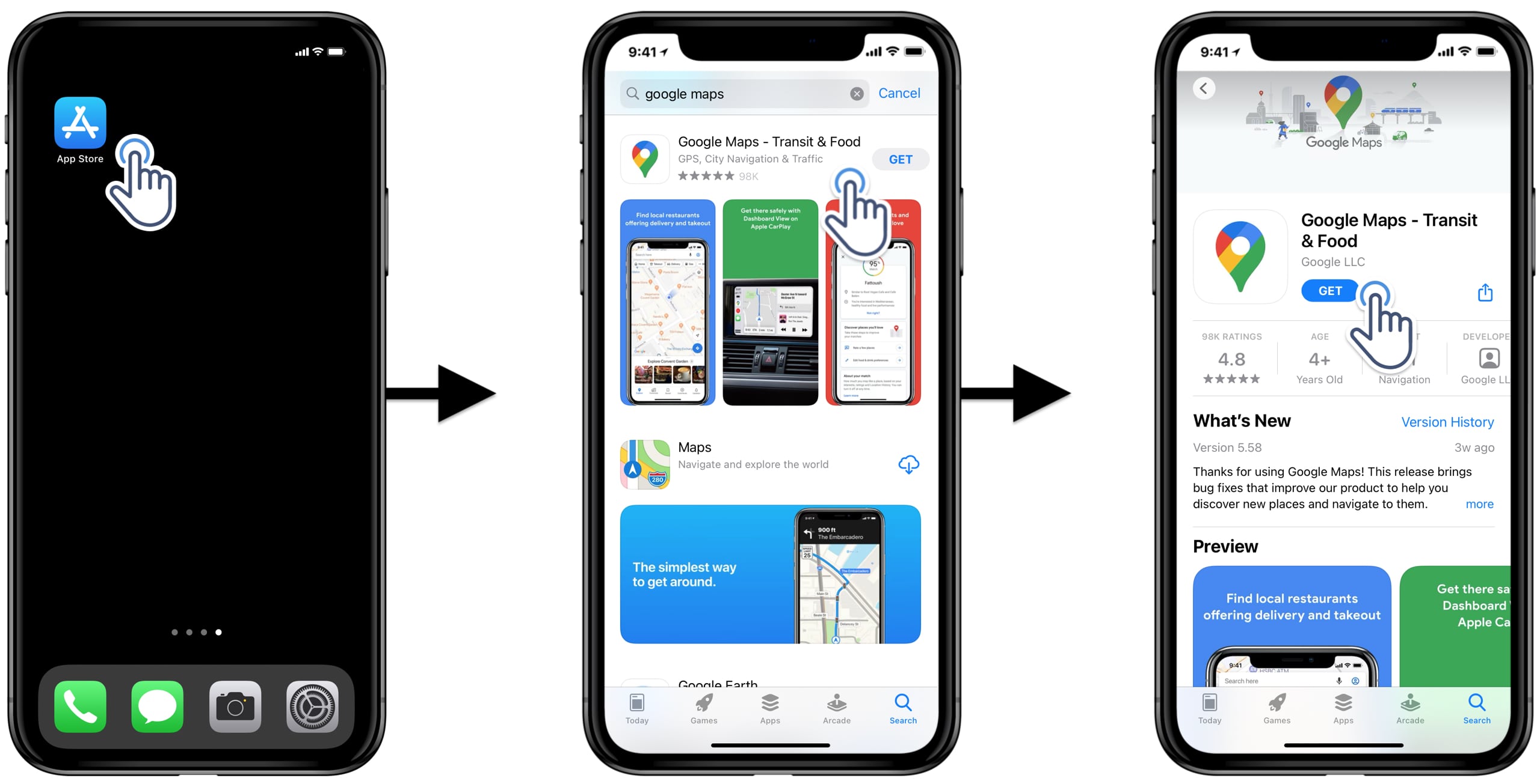 Installing the Google Maps multi stop route planner app on an iPhone