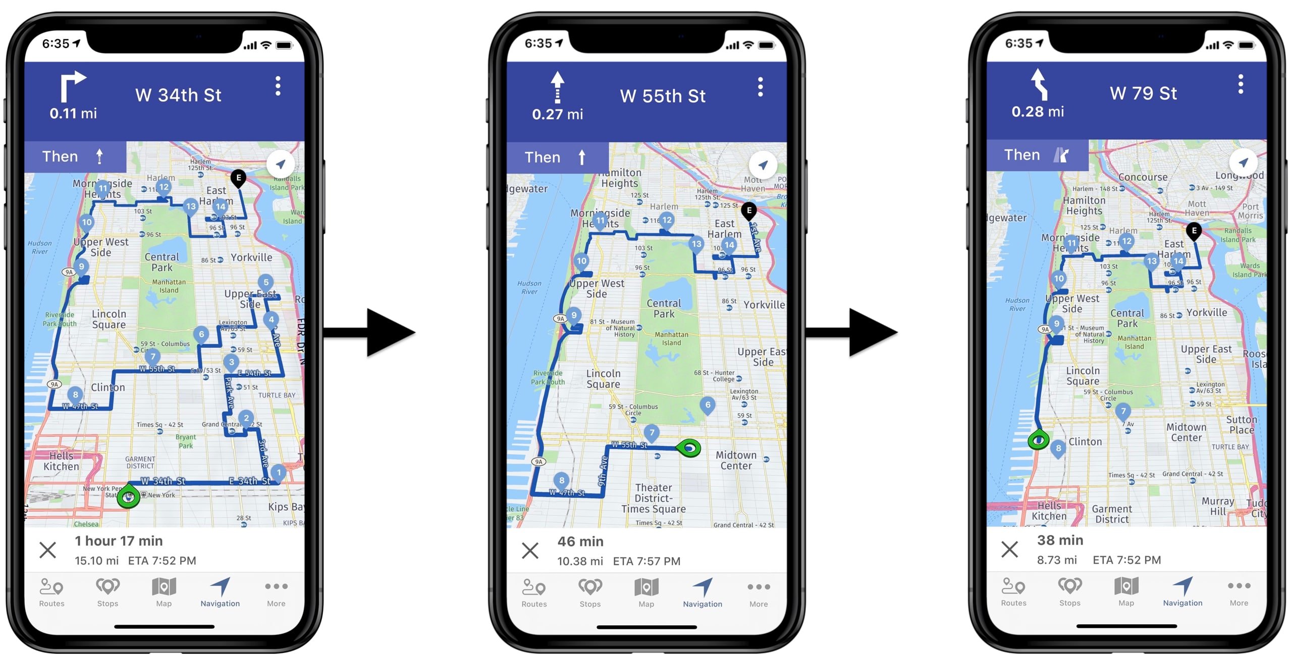 Turn by turn driving directions on up to date maps for truckers on truck routing software with trucking GPS app