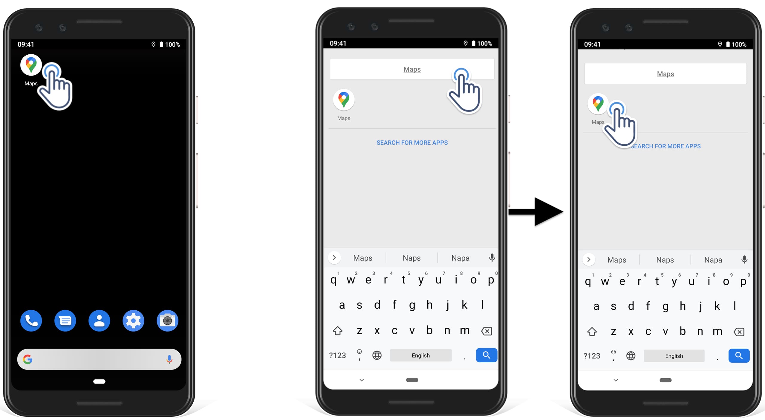 Opening the Google Maps multi stop route planner app on an Android phone