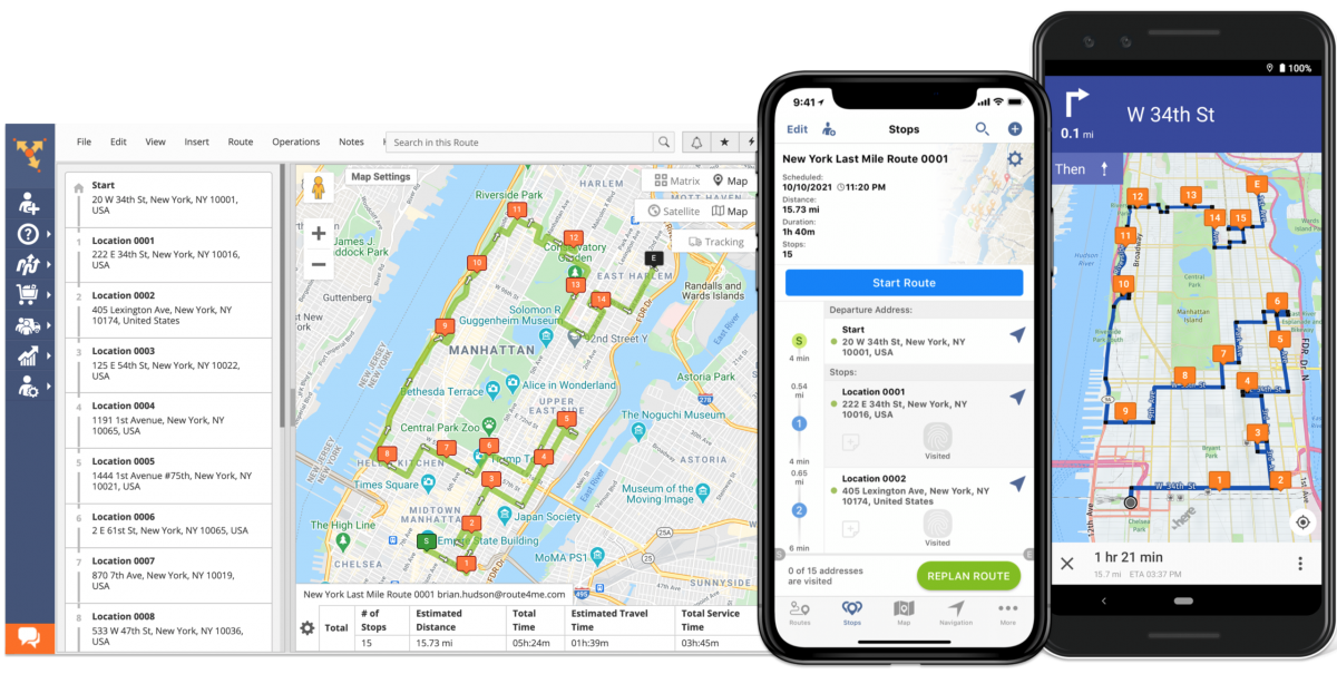 Dispatch optimized delivery routes to telematics vehicles for route GPS vehicle tracking.