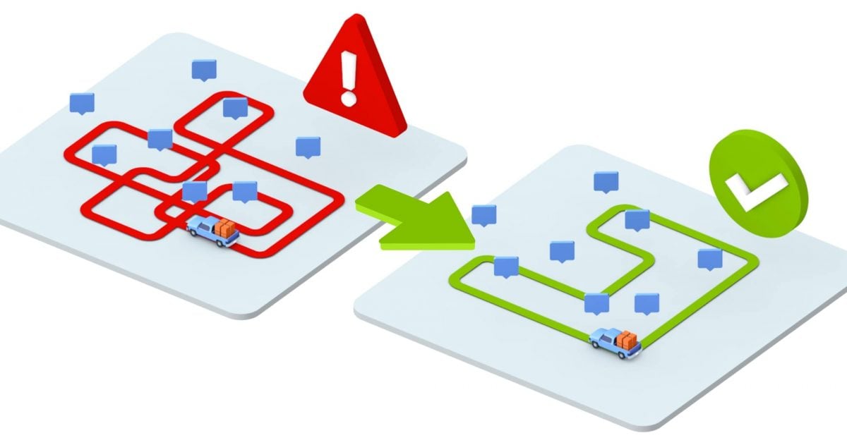 Route optimization as a short and fast last mile delivery multi stop route vs manual route planning as a convoluted route