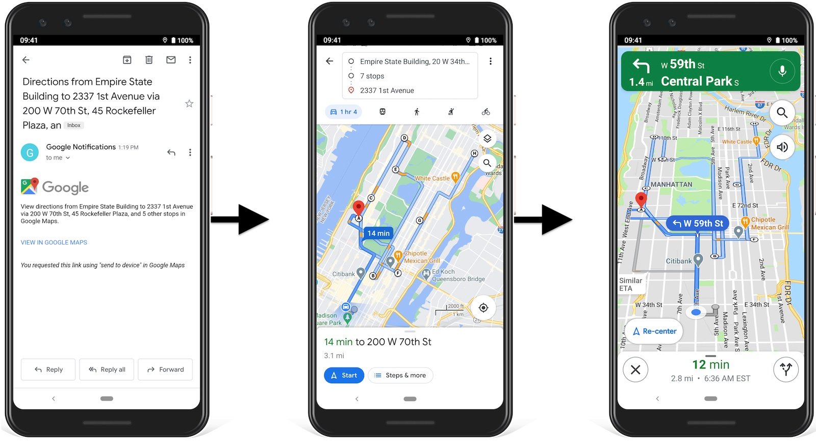 Navigare su Google Multi Stop Roads sull'app MAP