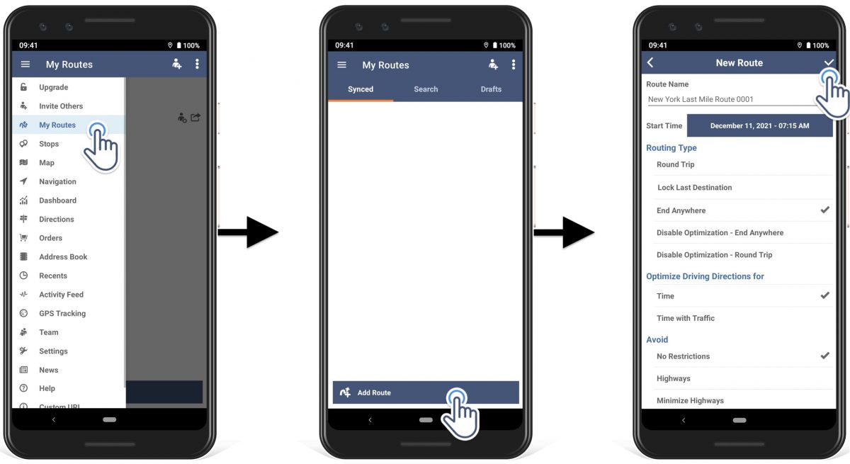 Planning a multi-stop route on free route planner apps for delivery drivers and couriers