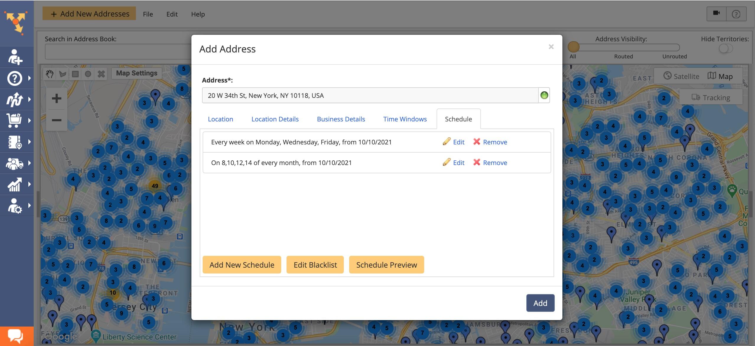 Creating schedules for Valentine's day flower delivery orders on route optimization software