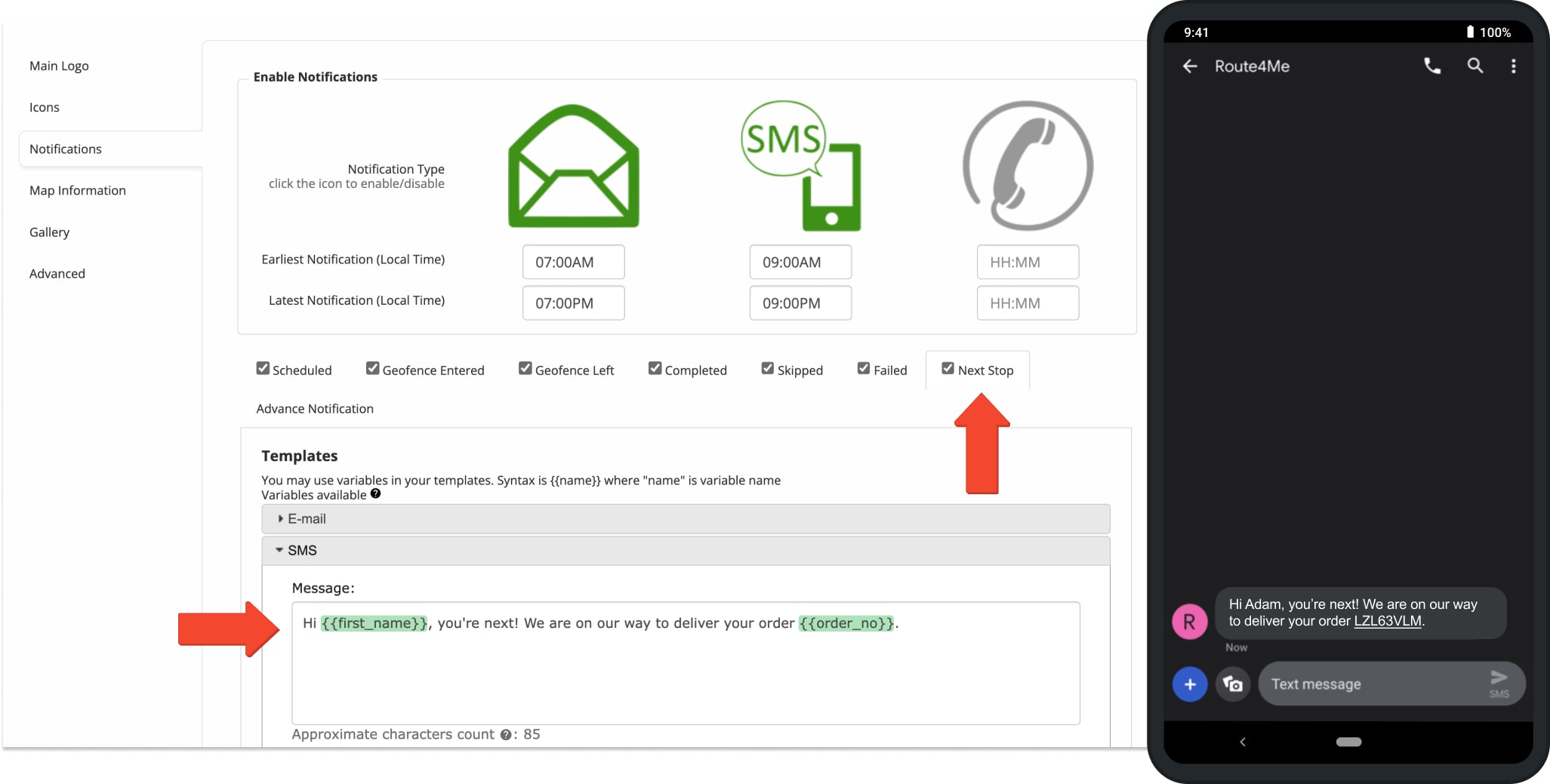 Setting up automated delivery alerts and notifications to notify customers before delivering flowers