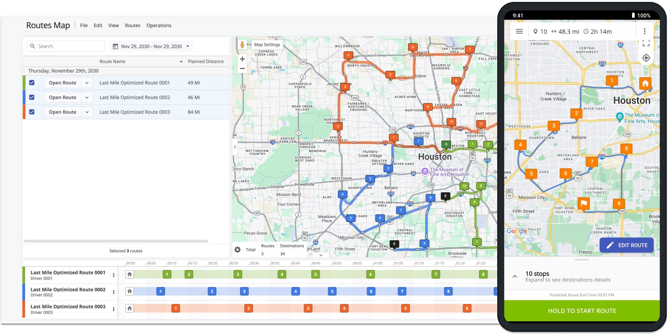 Planning and optimizing courier routes on route planner app for courier services.