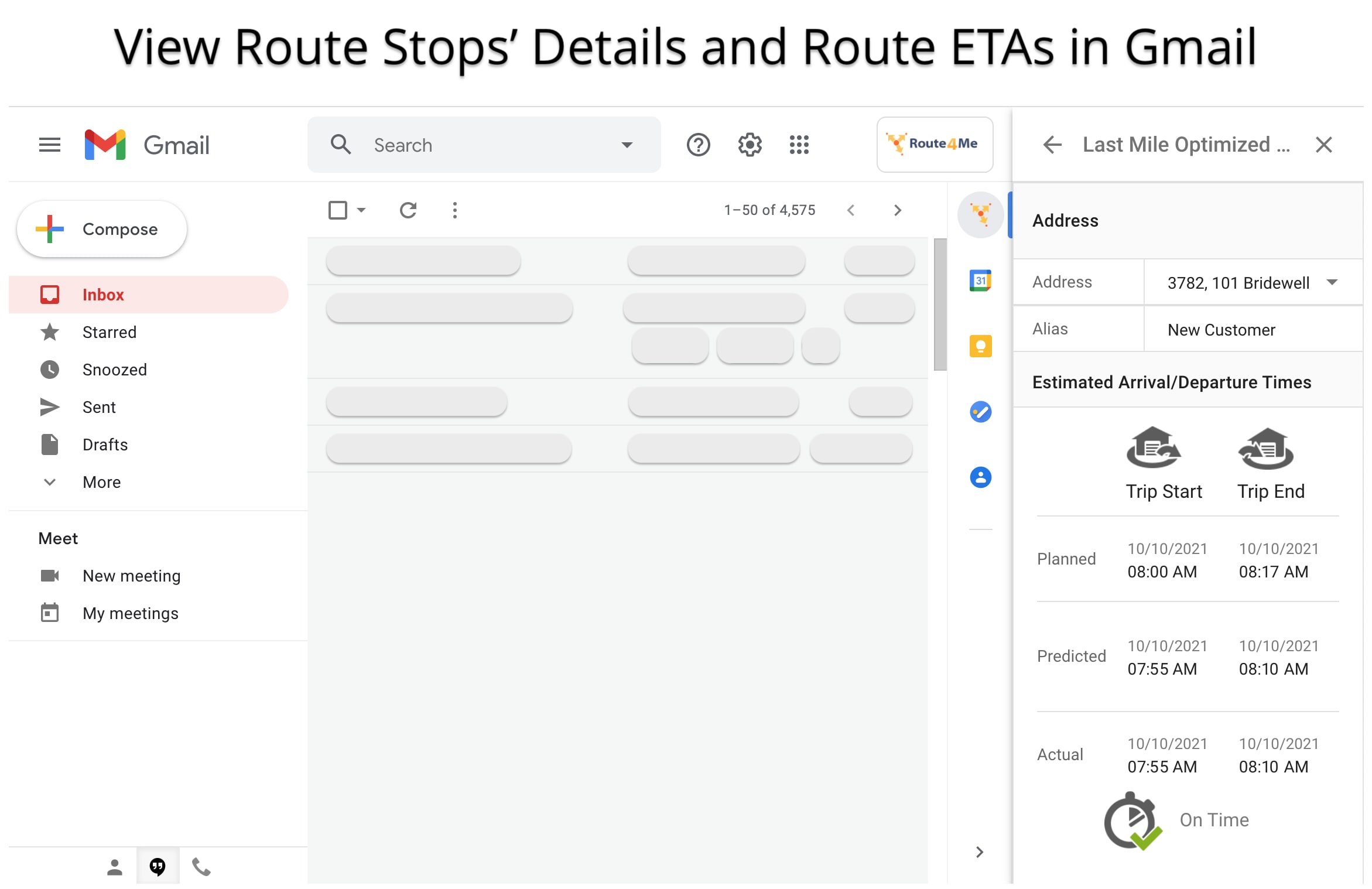 Check real-time route ETAs & route stops details in your Gmail using route planning Chrome extension