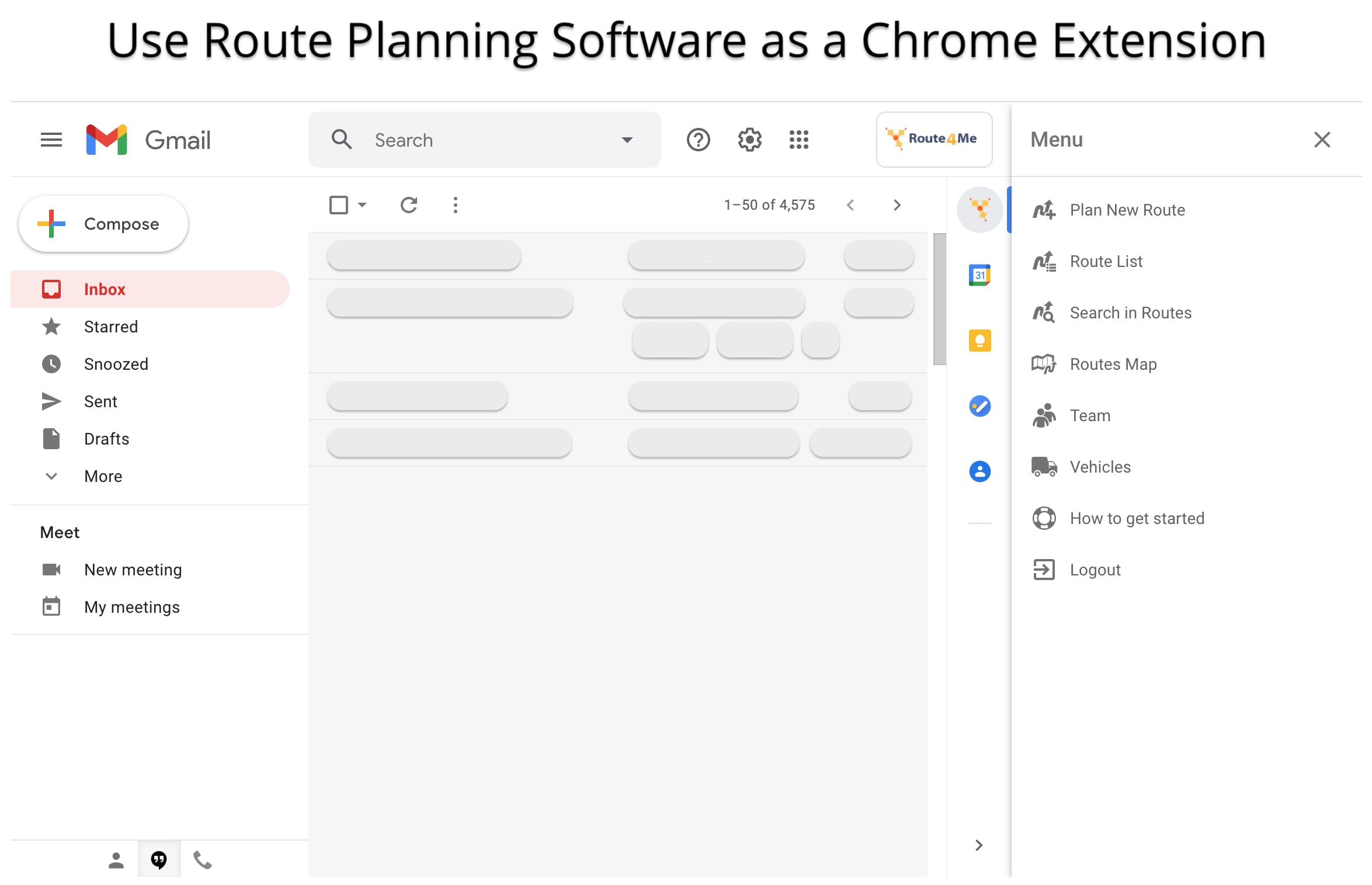 Route4Me route planning and route optimization software in your Gmail as Chrome browser extension