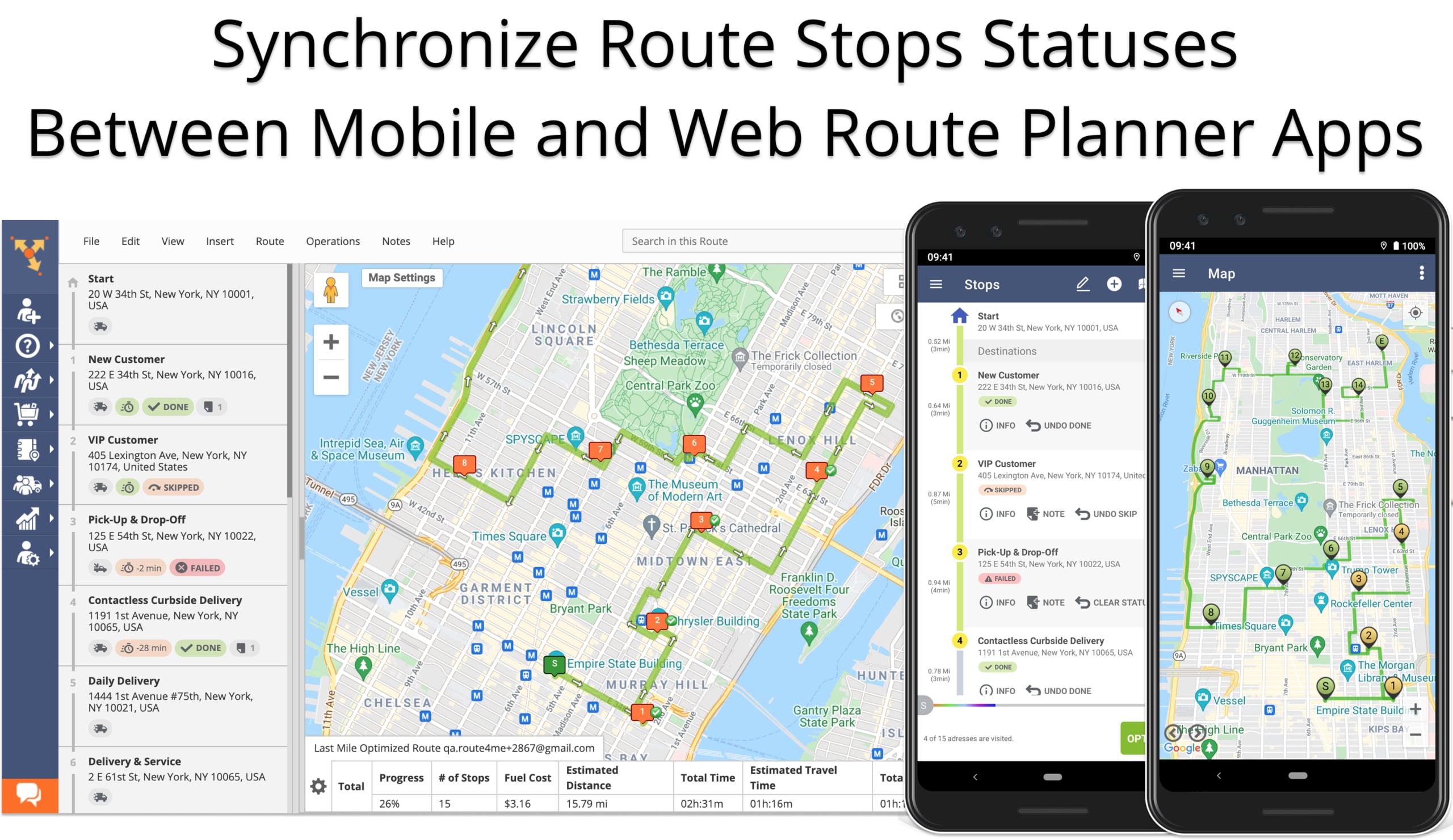 Synchronize route stops statuses from the Android Route Planner app with the Web Platform.