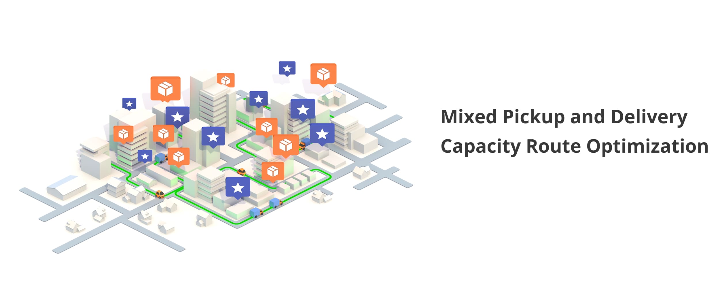 Mixed pickup and delivery route capacity optimization with the same or different goods.