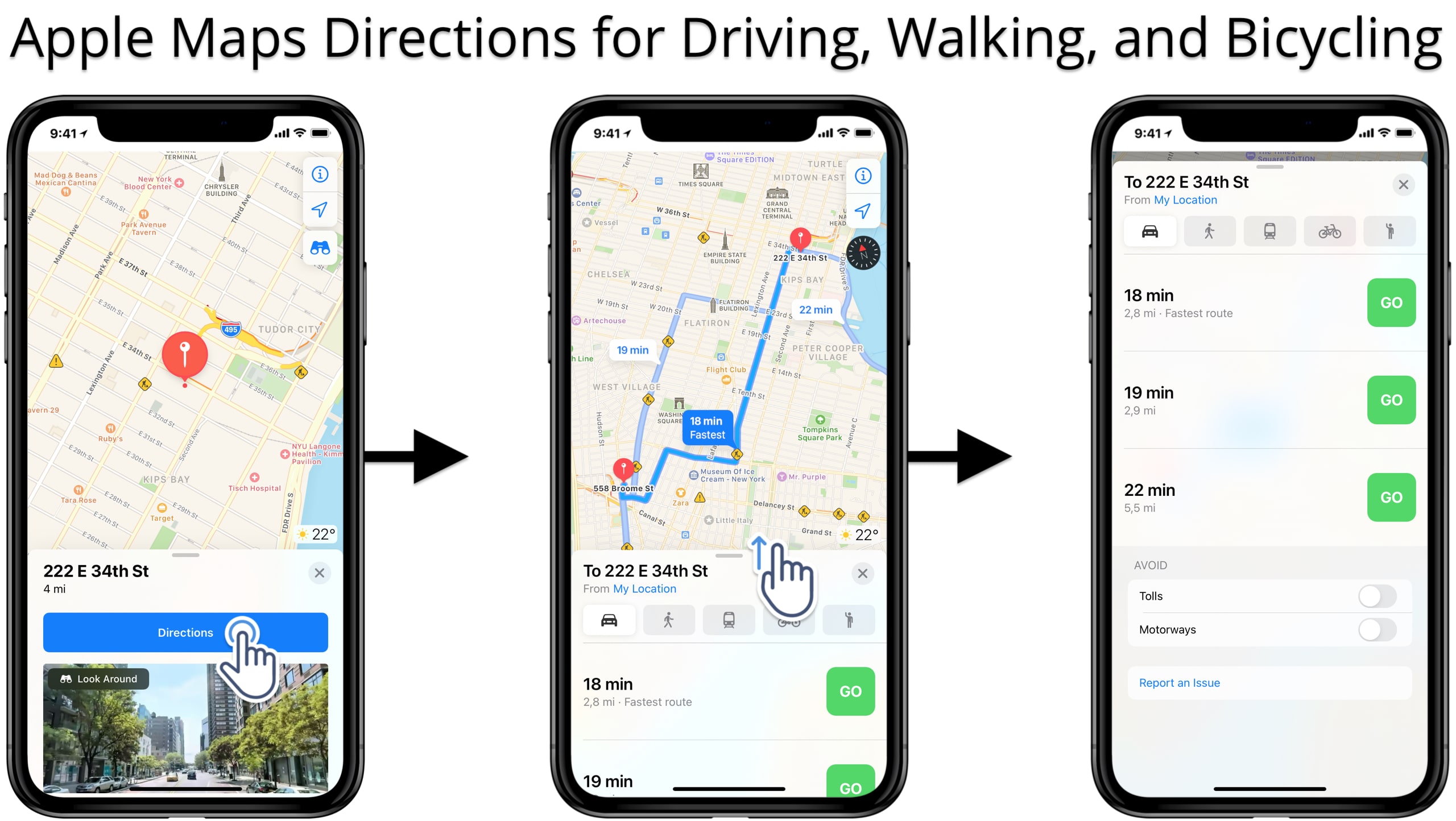 Apple Maps Driving Directions for iOS Route Planner Routes