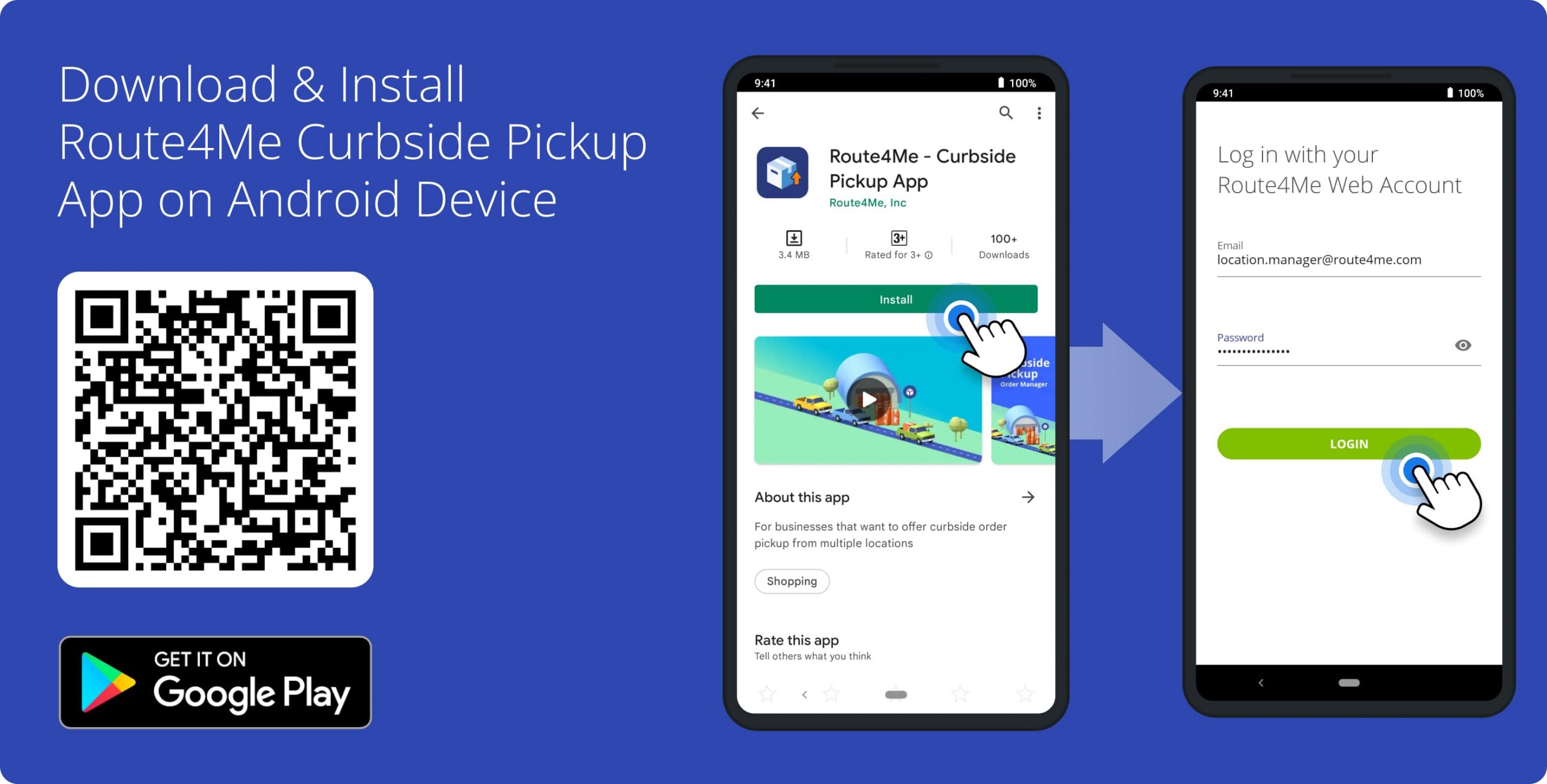 Download and install Route4Me's Mobile Shopify Curbside pickup app on your Android device and connect it to your Shopify store.