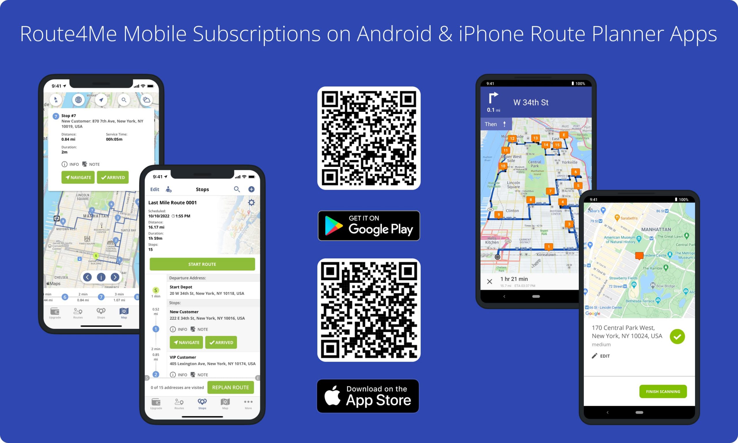 Route4Me Mobile Subscriptions on the iOS and Android Route Planning Apps.