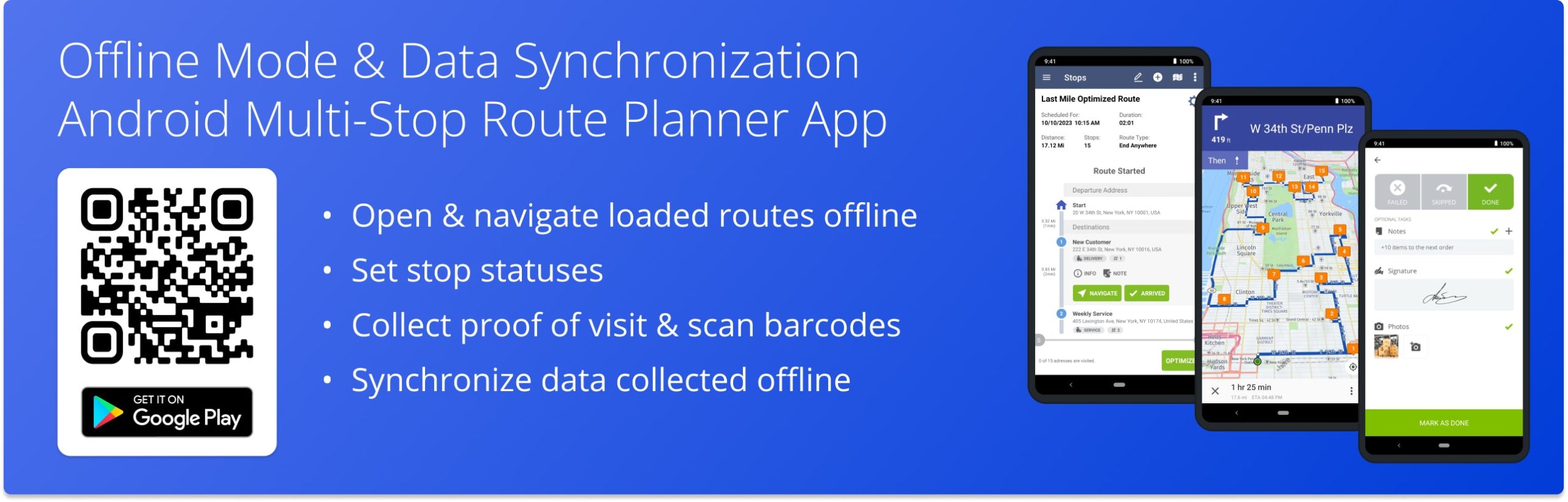 Offline mode allows using Route4Me's Mobile Android Multi-Stop Route Planner app with no internet connection.