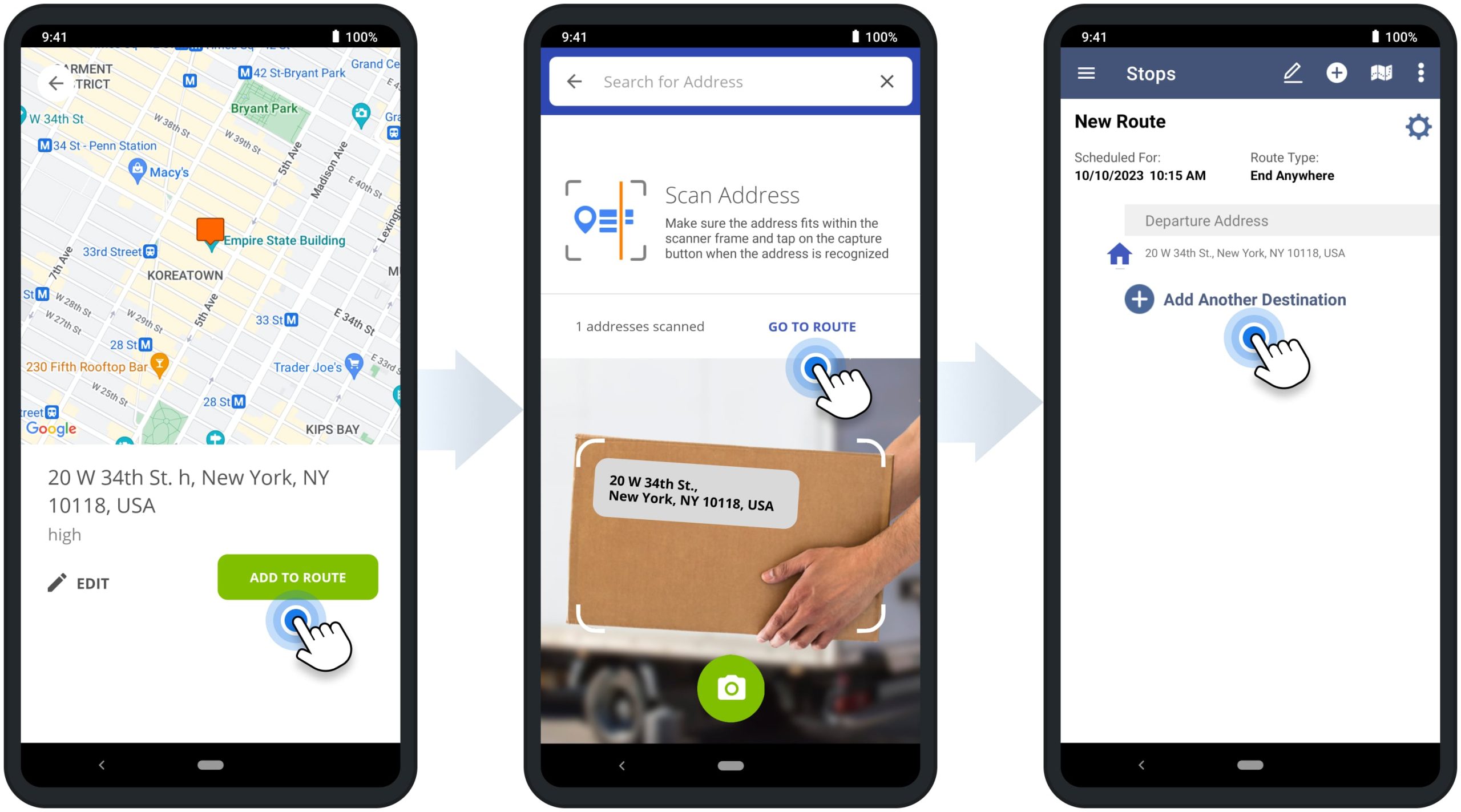Scan addresses and labels with the OCR address scanner to add route stops on the Android Route Planner app for drivers.