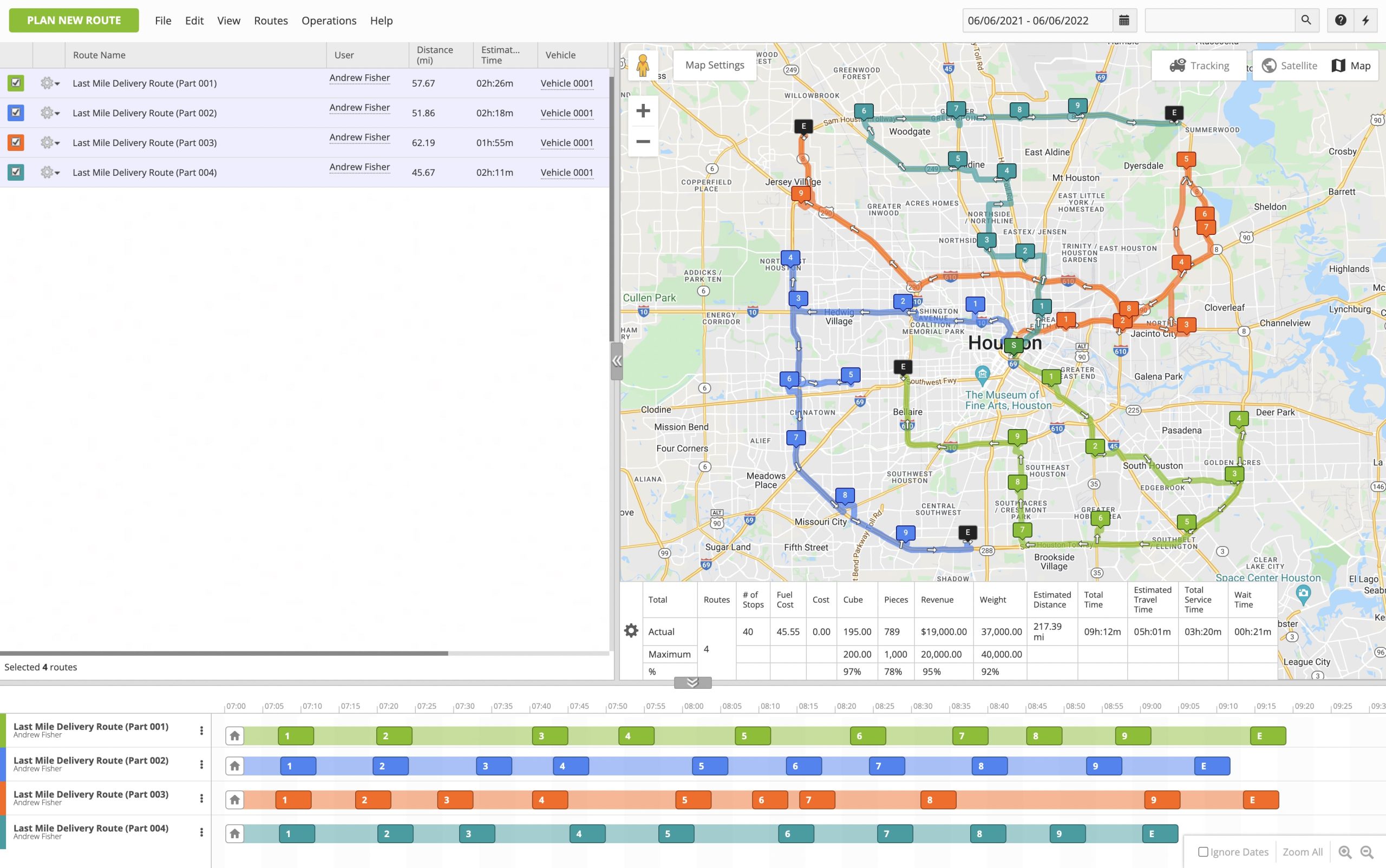 Using route optimization profiles with custom optimization settings to plan routes.