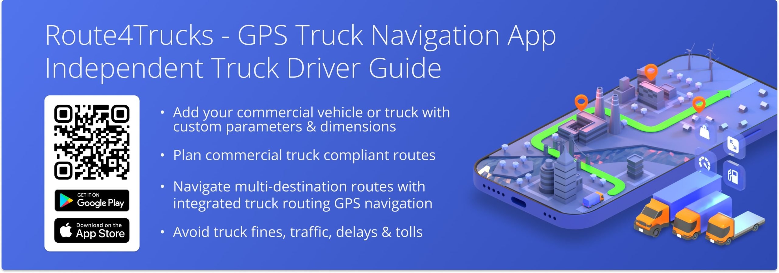 Route4Trucks - best truck routing and multi-stop route planner app with in-app GPS truck navigation for truckers and commercial vehicles.