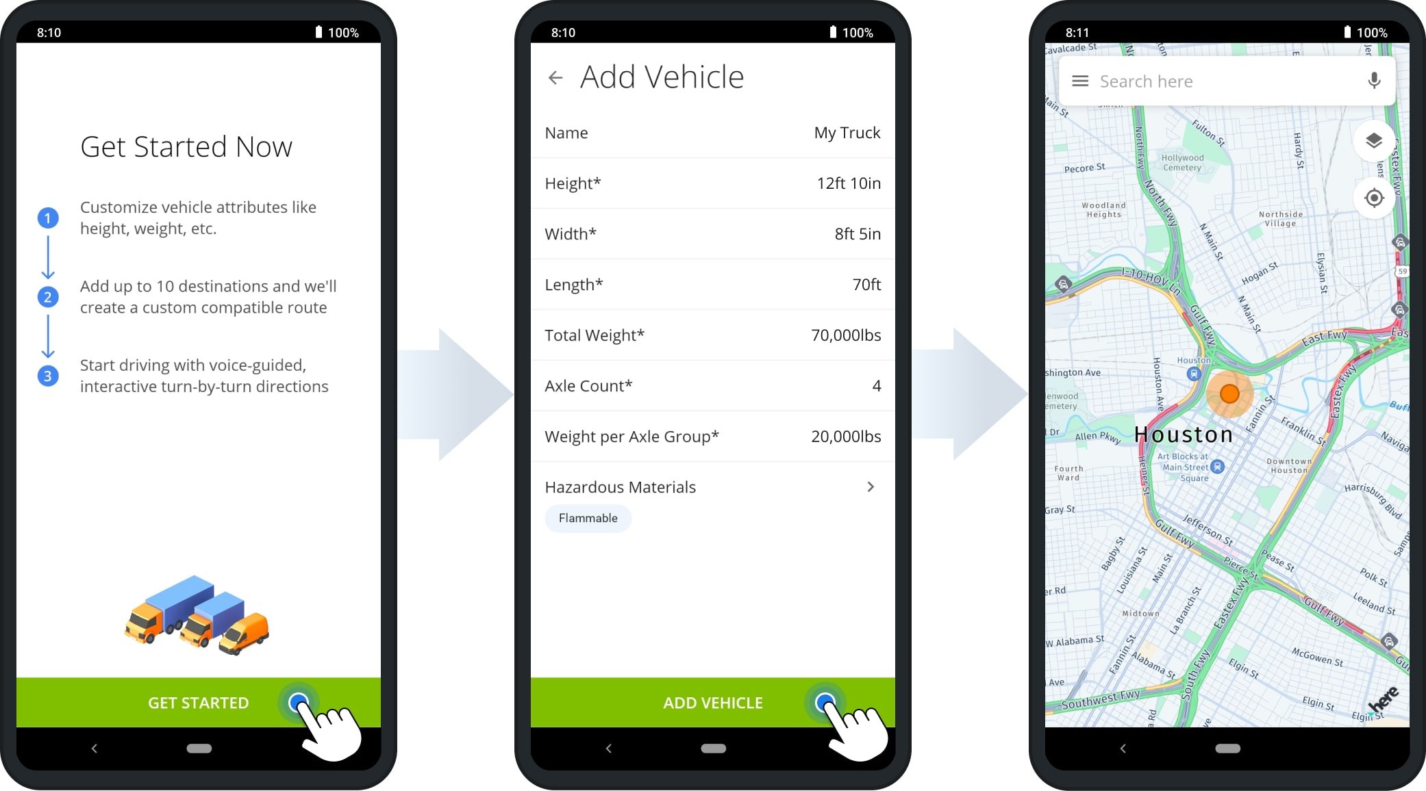 Add commercial vehicle parameters and truck profiles to your Route4Trucks account.